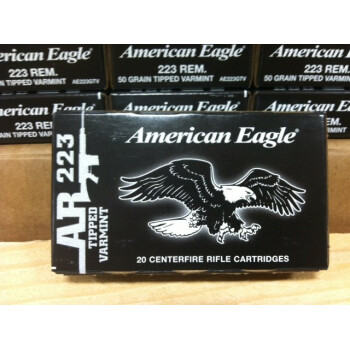 Bulk 223 Rem Ammo For Sale - 50 gr Polymer Tipped Ammunition In Stock by Federal American Eagle Perfect For Varmint Hunting - 500 Rounds