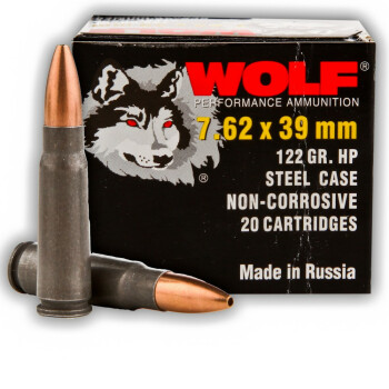 Cheap Wolf 7.62x39 Ammo For Sale | 122 gr hollow point  HP Ammunition online