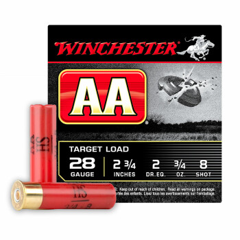 Cheap 28 Gauge Ammo For Sale - 2-3/4" 3/4 oz. #8 Shot Ammunition in Stock by Winchester AA - 25 Rounds