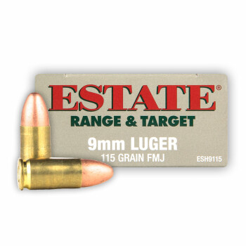 9mm Ammo For Sale - 115 gr FMJ - Estate Cartridge Ammunition In Stock - 50 Rounds