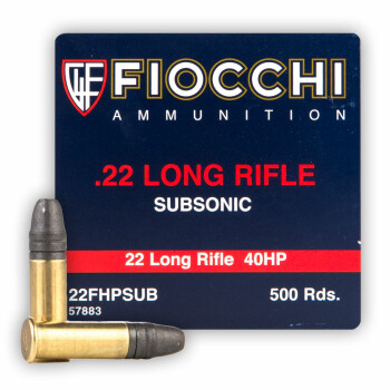 Cheap 22 LR Ammo For Sale - 40 gr HP - Fiocchi Subsonic Ammo In Stock - 50 Rounds