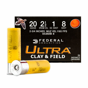 Cheap 20 Gauge Ammo - Federal Ultra Heavy Field & Clay 2-3/4" #8 Shot - 25 Rounds