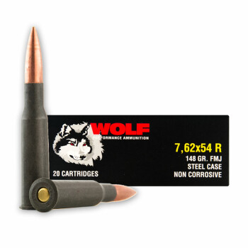 Bulk 7.62X54R Ammo For Sale - 148 Grain FMJ Ammunition in Stock by Wolf - 500 Rounds