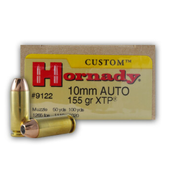 10mm Auto Ammo For Sale - 155 Grain Jacketed Hollow Point XTP Hornady Ammunition In Stock - 20 Rounds