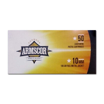 Cheap 10mm Auto Ammo For Sale - 180 gr FMJ - Armscor 10mm Ammunition In Stock - 50 Rounds