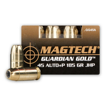 45 ACP +P Ammo For Sale - 185 gr JHP - Magtech Guardian Gold Ammunition In Stock - 20 Rounds
