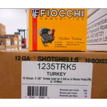 12 ga 3-1/2" Turkey Fiocchi Shells For Sale - 3-1/2" Heavy Magnum Nickel Plated Lead #5 Turkey Loads by Fiocchi