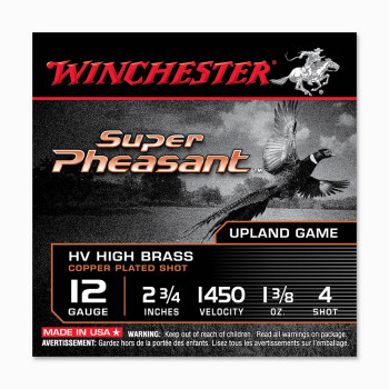 Premium 12 Gauge Ammo For Sale - 1-3/8 oz #4 Shot Ammunition in Stock by Winchester Super Pheasant - 25 Rounds