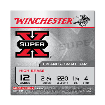 12 Gauge Ammo - Winchester Super-X Heavy Game Load 2-3/4" #4 Shot - 25 Rounds