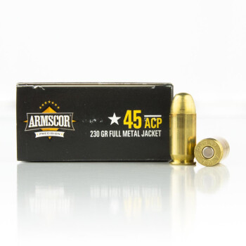 45 ACP Ammo For Sale - 230 gr FMJ .45 Auto Ammunition In Stock by Armscor - 50 Rounds