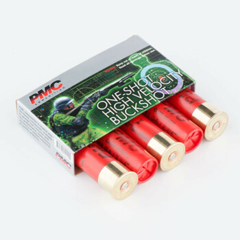 LE 12 ga Ammo For Sale - 2-3/4" 00 Buck High Velocity 9 Pellet Ammunition by PMC - 5 Rounds