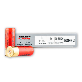 LE 12 ga Ammo For Sale - 2-3/4" 00 Buck Low Velocity 9 Pellet Ammunition by PMC - 5 Rounds