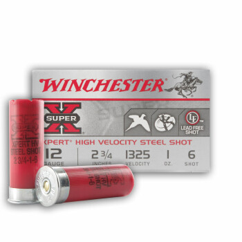 Cheap 12 Gauge Ammo - 2-3/4" Steel Shot Game Shot Shells - 1 oz - #6 - Winchester Super-X - 25 Rounds