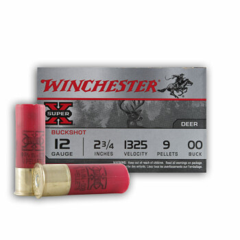 Cheap 12 Gauge Ammo - 2-3/4" - 00 Buck - Game Shot Shells - Winchester Super-X - 5 Rounds