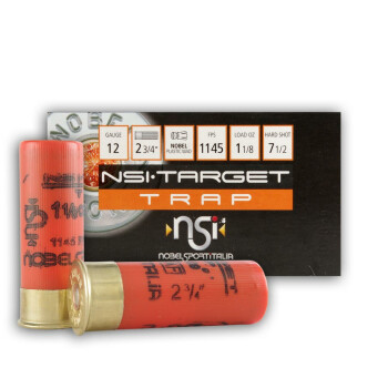 Cheap 12 ga Target Shells For Sale - 2-3/4" 1-1/8oz 7-1/2 shot Low Recoil Ammunition by NobelSport - 25 Rounds 