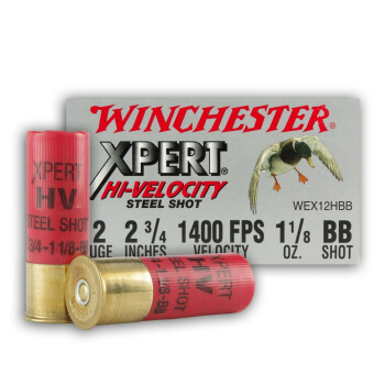 Cheap 12 Gauge Ammo - 2-3/4" Steel Shot Game Shot Shells - 1-1/8 oz - BB - Winchester Super-X - 25 Rounds