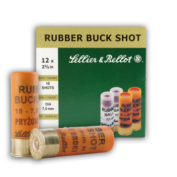 Cheap 12 ga Ammo For Sale - 2-5/8" #1 Buck Rubber Shot Ammunition by Sellier & Bellot - 25 rounds