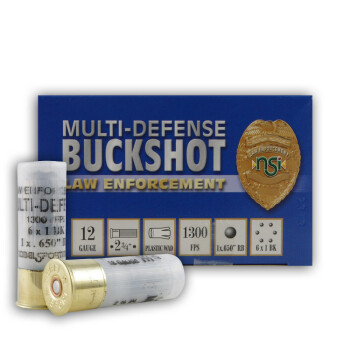 Bulk 12 ga Ammo For Sale - 2-3/4" .65" Round Ball over #1 Buck Ammunition by NobelSport - 250 Rounds