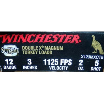 12 Gauge Ammo - 3" Lead Double X Magnum Turkey Loads - 2 oz - #5 - Winchester Supreme - 10 Rounds