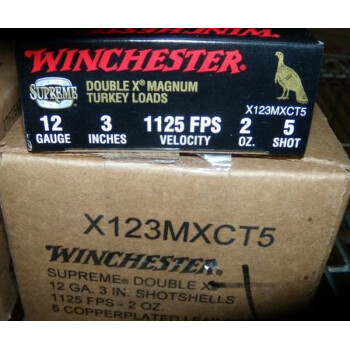 12 Gauge Ammo - 3" Lead Double X Magnum Turkey Loads - 2 oz - #5 - Winchester Supreme - 10 Rounds