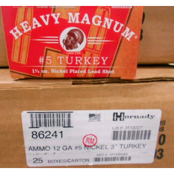 12 ga 3" Turkey Hornady Shells For Sale - 3" Heavy Magnum Nickel Plated Lead #5 Turkey Loads by Hornady