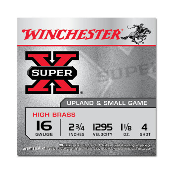 Bulk 16 Gauge Ammo For Sale - 2-3/4” 1-1/8oz. #4 Shot Ammunition in Stock by Winchester Super-X - 250 Rounds