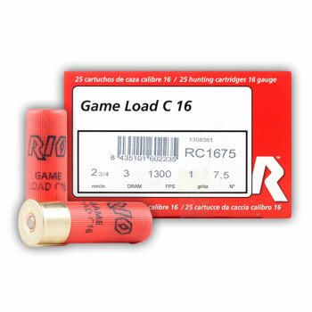 Cheap 16 Gauge Ammo - 2-3/4" Lead Shot Game shells - Rio Game Loads #7-1/2 - 25 Rounds