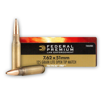 Premium 7.62x51mm Ammo For Sale - 125 Grain OTM Ammunition in Stock by Federal Premium LE - 20 Rounds