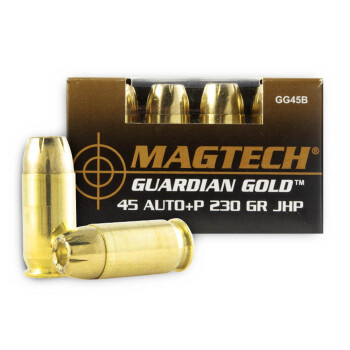 45 ACP +P Ammo For Sale - 230 gr JHP - Magtech Guardian Gold Ammunition In Stock - 20 Rounds