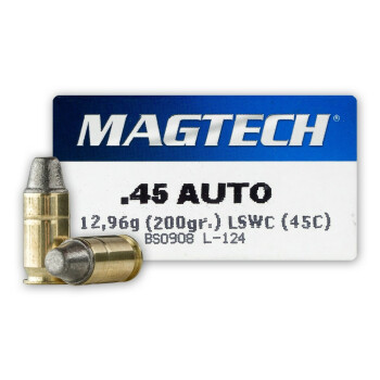 Cheap 45 ACP Ammo - 200 gr Lead Semi-Wadcutter - Magtech Ammunition - 50 Rounds