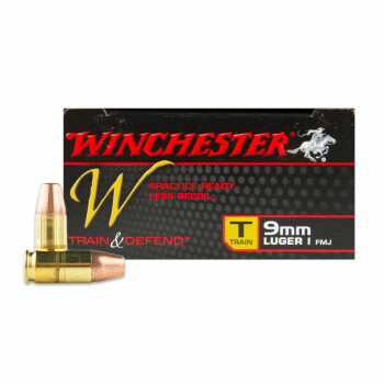 9mm Ammo For Sale - 147 gr FMJ - Winchester Train & Defend Ammunition In Stock 50 Rounds