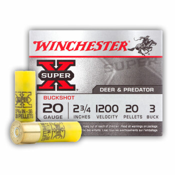 Cheap 20 Gauge Ammo - 2-3/4" #3 Buck - 20 pellet - Winchester Super X - 5 Rounds