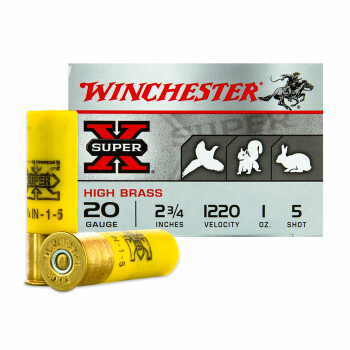 20 Gauge Ammo - Winchester High Brass 2 3/4" #5 Shot - 25 Rounds