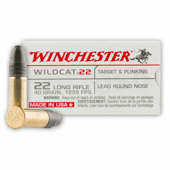 Cheap 22 LR Ammo For Sale - 40 gr Lead Round Nose - Winchester Wildcat - 50 Rounds