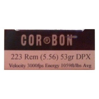 Premium 223 Rem Ammo For Sale - 53 Grain SCHP DPX Ammunition in Stock by Corbon - 20 Rounds