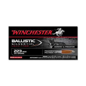 Premium 223 Rem Varmint Hunting Ammo For Sale - 35 gr Ballistic Silvertim Ammunition In Stock by Winchester - 20 Rounds