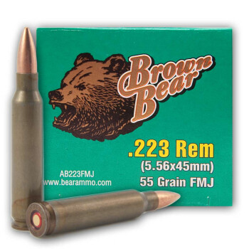 Cheap Brown Bear 223 Rem Ammo For Sale - 55 grain FMJ Ammunition In Stock