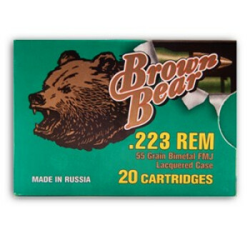 Cheap Brown Bear 223 Rem Ammo For Sale - 55 grain FMJ Ammunition In Stock