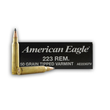 Cheap 223 Rem Ammo For Sale - 50 gr Polymer Tipped Ammunition In Stock by Federal American Eagle Perfect For Varmint Hunting - 20 Rounds