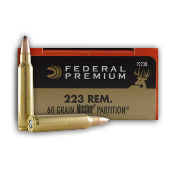 223 Rem Premium Rifle Ammo For Sale - 60 gr Nosler Partition - Federal Premium Ammo Online - 20 Rounds
