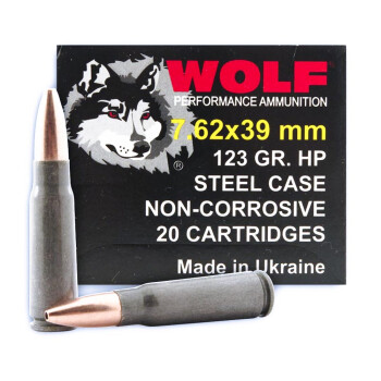 Cheap Wolf WPA Ukraine Ammo - 7.62x39 123 grain HP Ammo - 20 Rounds