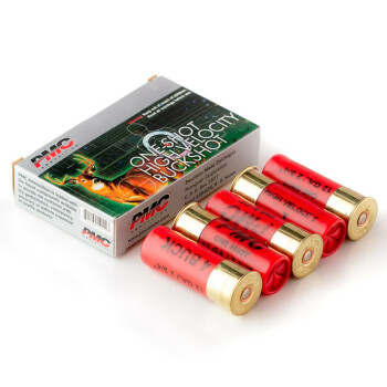 Cheap 12 Gauge Ammo For Sale - 2-3/4" 1 oz. #4 Buckshot Ammunition in Stock by PMC - 5 Rounds