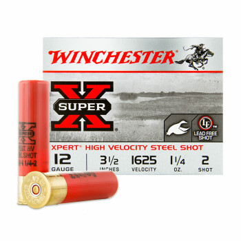 12 Gauge Waterfowl Ammo - Winchester Super-X 3-1/2"  1-1/4 oz #2 Steel Shot - 25 Rounds