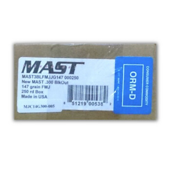 300 AAC Blackout 147 Grain FMJ Ammo from MAST Technology - 250 Rounds of new brass 300 AAC ammunition for sale