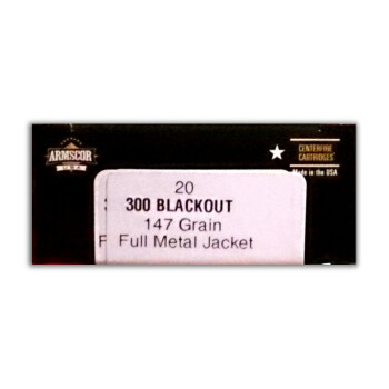 Cheap 300 Blackout Ammo For Sale - 147 gr FMJ Armscor USA - 20 Rounds