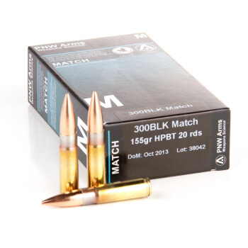 Premium 300 AAC Blackout Ammo For Sale - 155 gr BTHP - PNW Ammo Online - 20 Rounds