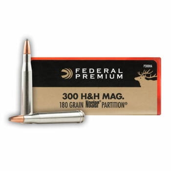 Premium 300 H&H Magnum Ammo For Sale - 180 gr Nosler Partition Federal Ammo Online - 20 Rounds
