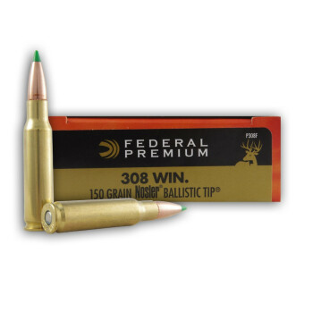 308 Win Premium Rifle Ammo For Sale - 150 gr Nosler Ballistic Tip - Federal Premium Ammo Online - 20 Rounds