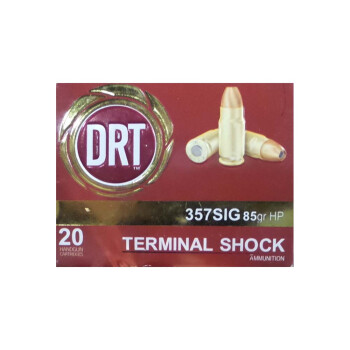 Cheap 357 Sig Ammo For Sale - 85 Grain JHP Ammunition in Stock by DRT - 20 Rounds