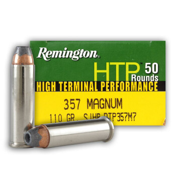 Bulk 357 Magnum Ammo For Sale - 110 gr JHP Remington HTP Ammunition In Stock - 500 Rounds